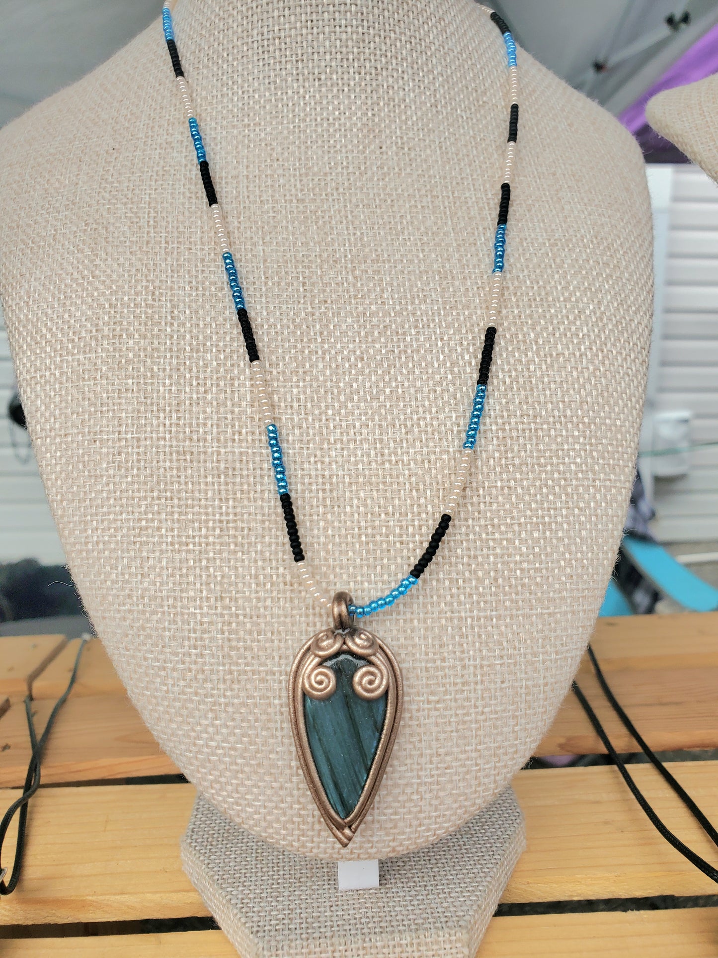 Clay Wrapped Labradorite Pendant