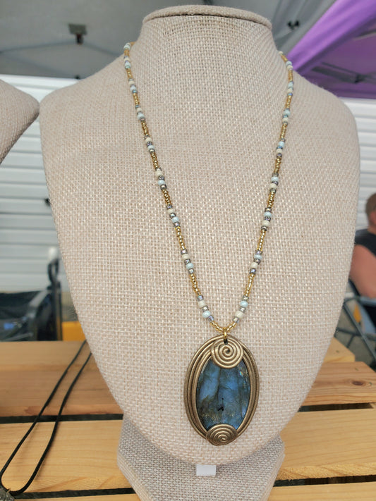 Clay Wrapped Labradorite Pendant