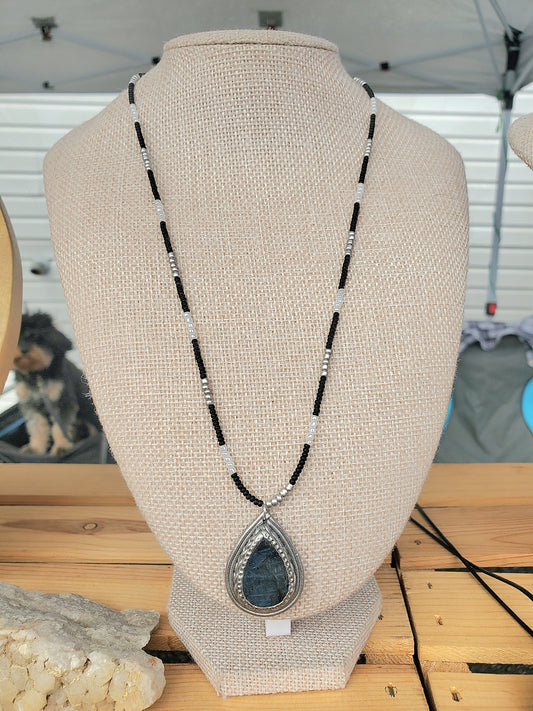 Clay Wrapped Labradorite Pendant