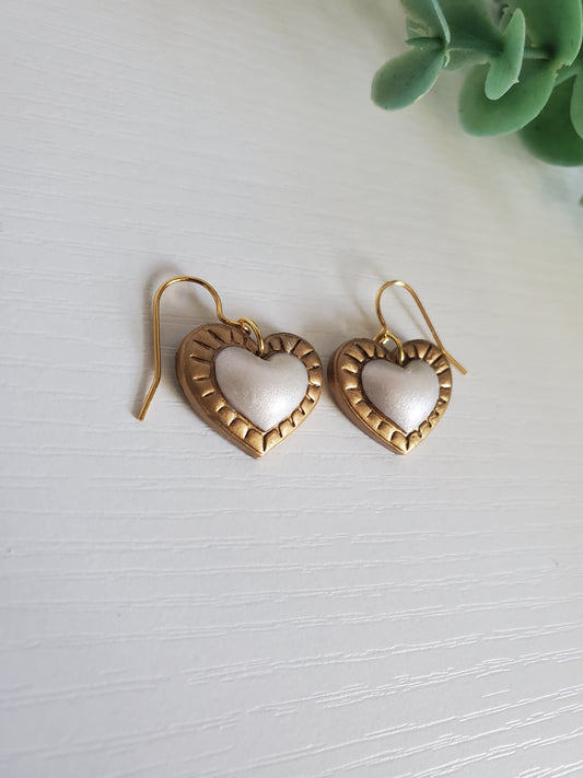 Golden pearl puffy heart